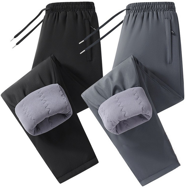 ANYOU 겨울 기모바지 도톰 밴딩 팬츠 방풍 방한 캐주얼 면바지팬츠 남성팬츠 스트레이트팬츠