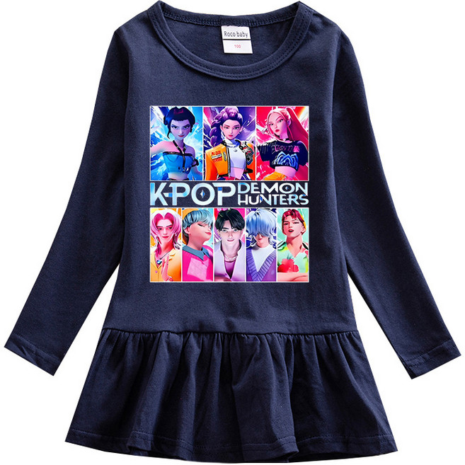 Roco baby 女童長袖連衣裙 卡通印花公主裙