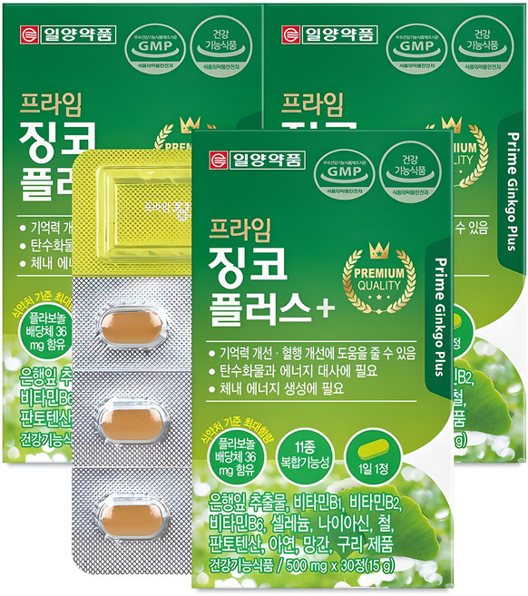 일양약품 프라임 징코 플러스, 30정, 3개