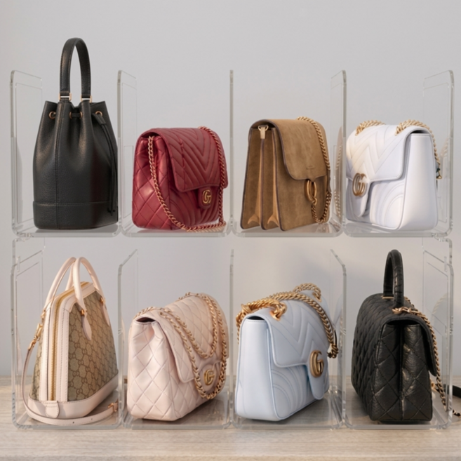 울창울창 가방 정리대 거치 수납 선반, 투명, 2개