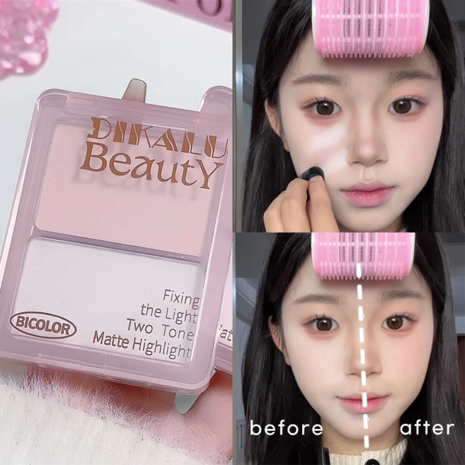 3D 얼굴 하이라이트 톤업 하이라이터 꺼진얼굴보정 하이라이트 글로우 블러셔 페이스 볼륨 다크서클 컨실러 코 하이라이트 30초 눈물고랑 커버 더블 컬러, 1개, 01#누드볼륨 - 쿠팡