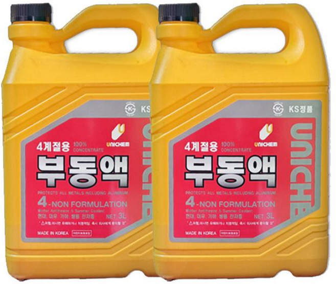 유니켐 사계절 부동액 레드, 2개, 3L