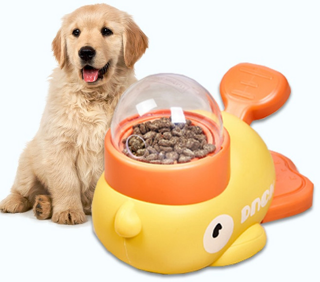 강아지 고양이 스트레스 해소 간식 토이 디스펜서, 1개, 노란색