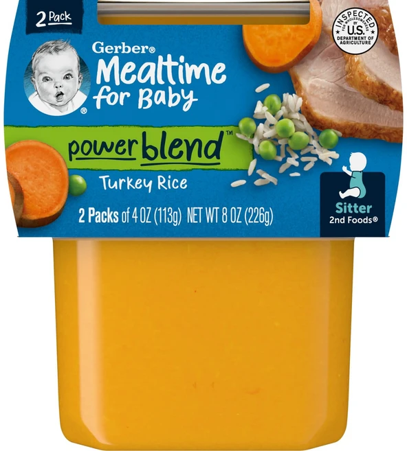 Gerber Mealtime for Baby Power Blend 2nd Foods 칠면조 쌀 2팩 개당 113g(4oz) - 쿠팡