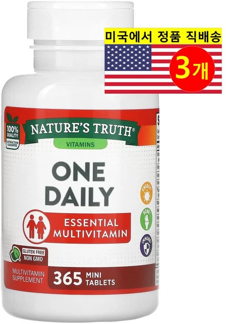 Nature's Truth 원 데일리 에센셜 종합비타민 미니 정 365정, Nature's Truth, One Daily Esse, 3개 - 쿠팡