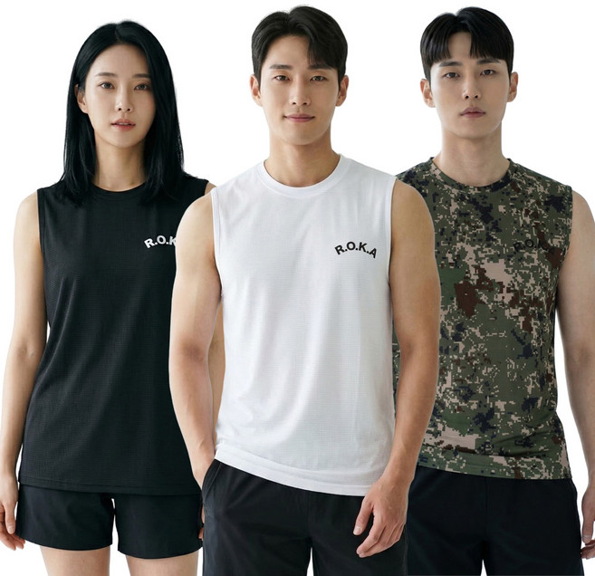 <스타일랑> (1+1+1) 민소매 로카 나시 티셔츠_코리아아미 군인