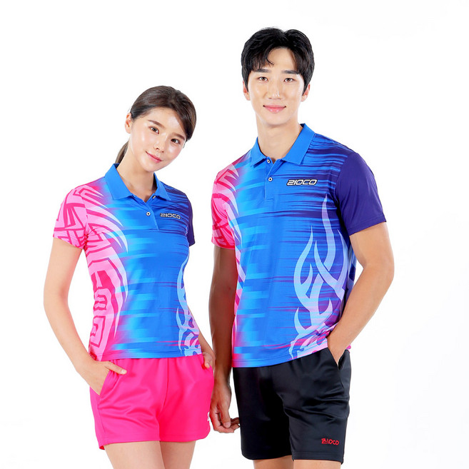 이월상품 입은듯 안입은듯 SJT-21009/22009 카라타투 블루 티셔츠 배드민턴의류 탁구복 스포츠의류