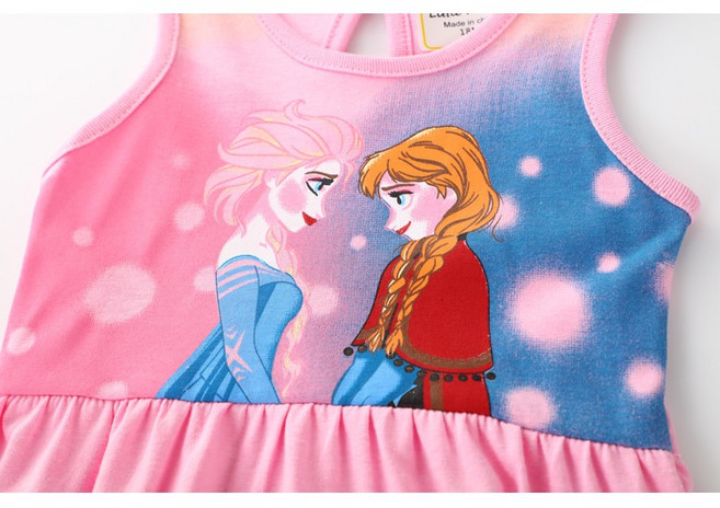 時尚Baby 童裝女童冰雪奇緣短袖洋裝 粉色純棉舒適款