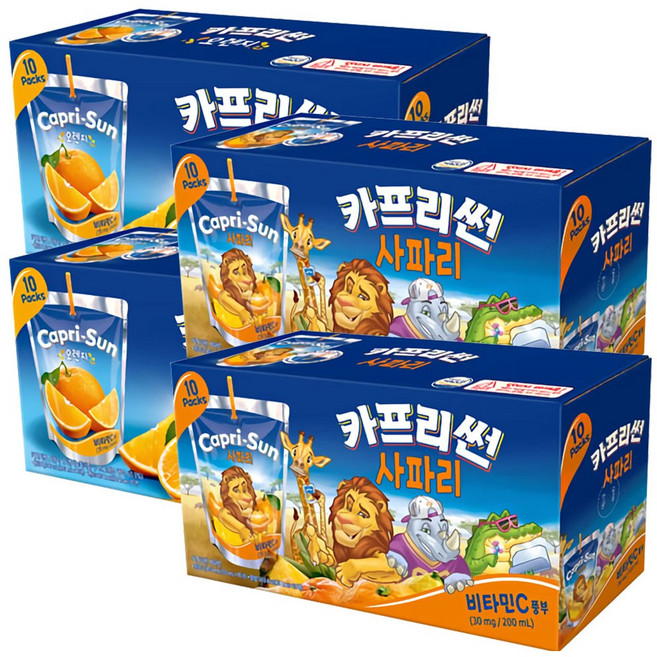 카프리썬 오렌지 200ml x 20p + 사파리 200ml x 20p, 1세트