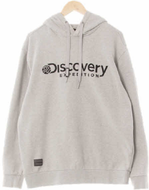 9161 DlSCOVERY 멜란지그레이 면혼방 실리콘패치로고후드티 [105]