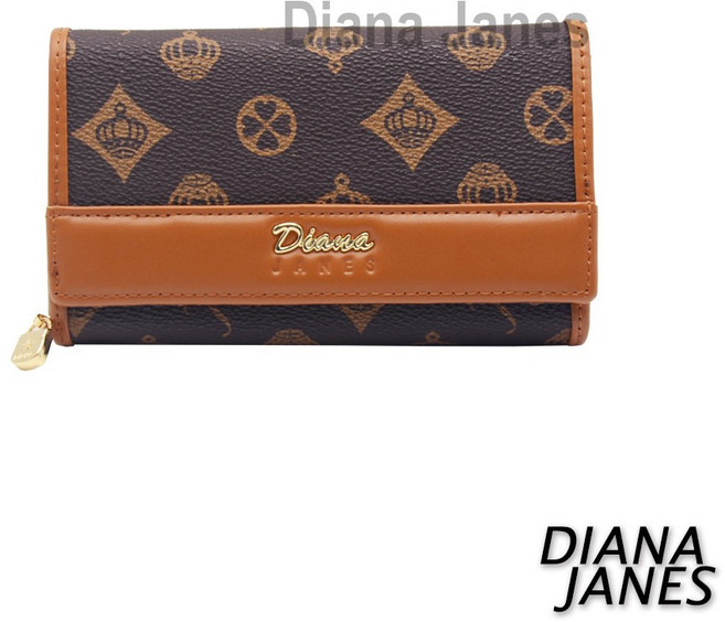【DIANA JANES】典雅LOGO 牛皮對折中夾 - 雙色