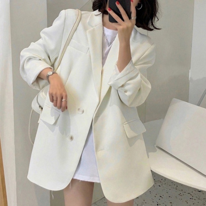 패피샵 여성용 루즈핏 캐주얼 블레이저 자켓