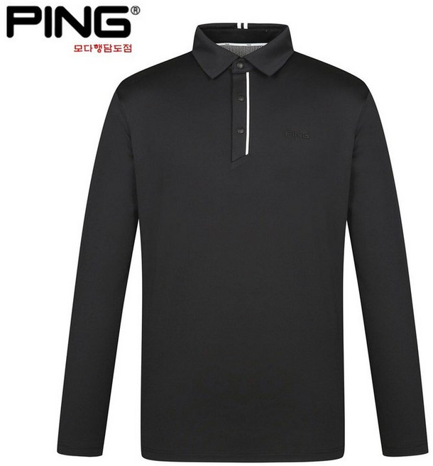 핑 PING 2025년 봄 남성 라인 포인트 카라 긴팔 티셔츠 111E1TO001_BK_HDD