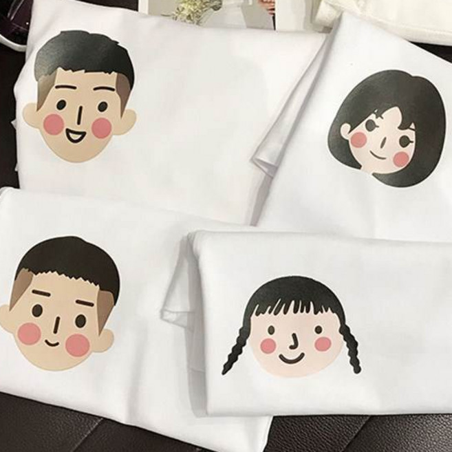 艾DKE舖 親子情侶裝 純棉短袖T恤 台灣製可愛手繪塗鴉頭像