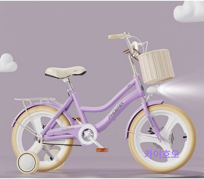 14세여아네발초등학생두발자전거16/18/20/22인치외발지지대증정, 1개, 155cm, 보라22cm일체형휠(138-158cm)