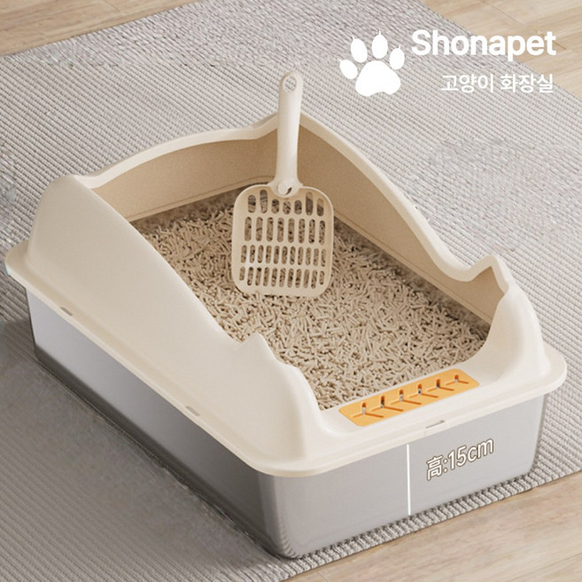 쇼나펫 고양이 스텐화장실 스쿱포함, 1개, 아이보리