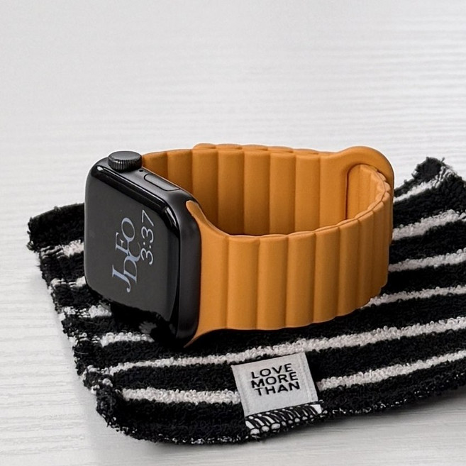 애플워치 호환 마그네틱 소프트 실리콘 스트랩 밴드, 1개, 오렌지