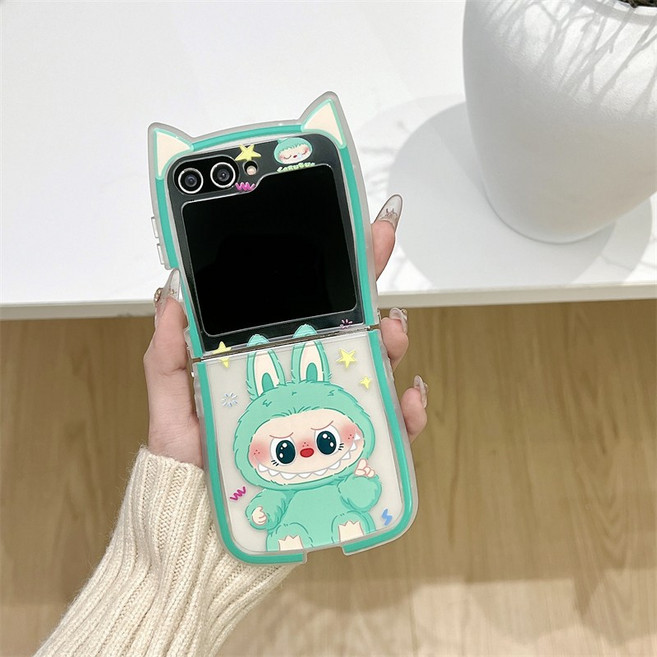 나무나라 갤럭시Z플립3/4 5/6 고양이귀 캐릭터 스트랩 케이스 CY255