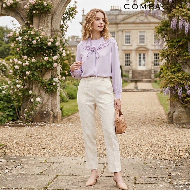 주름 카라 포인트 블라우스_CACS1-WWB010