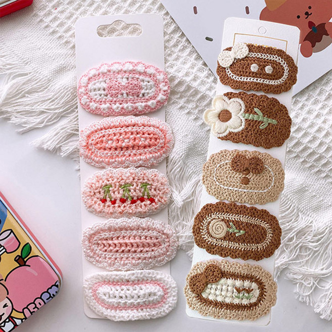 몽실이 컬러 니팅 헤어핀 여아용 머리핀 크로셰 니트 집게핀 선물 외출
