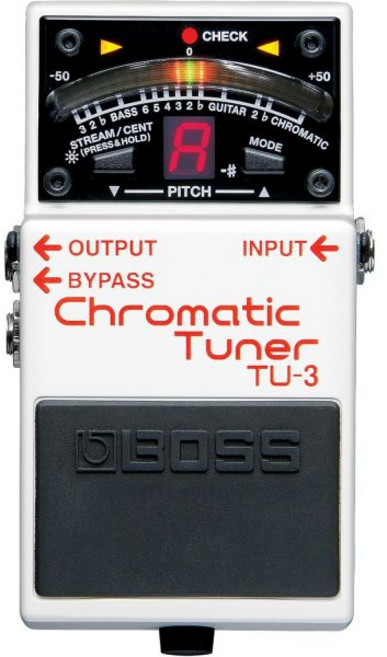 바이패스가 있는 Boss TU-3 색 튜너 페달