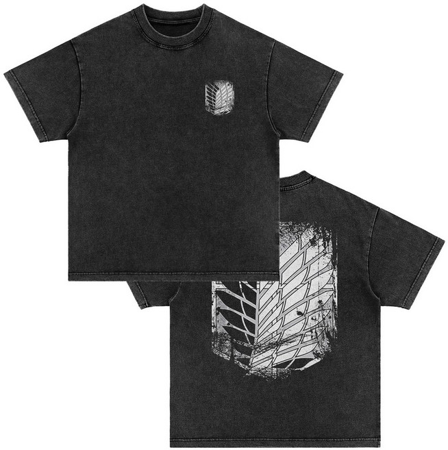 진격거 잉크젯프린팅 애니 조사병단 자유의, 로고 블랙 양면