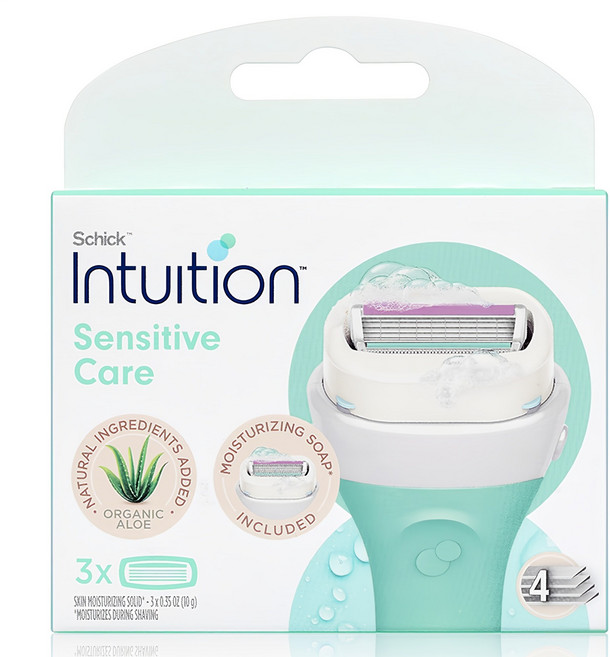 인튜이션 센서티브케어 여성제모기 알로에 면도날 리필, 3개입, 1개
