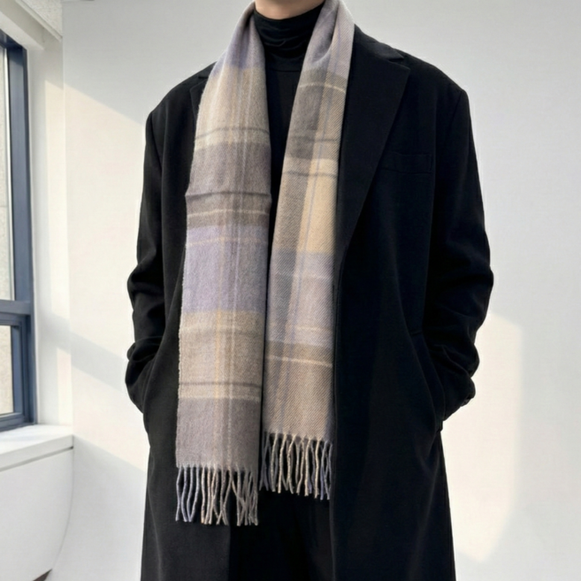 클레프나인 남자 여자 체크 목도리 겨울 머플러 Monmon