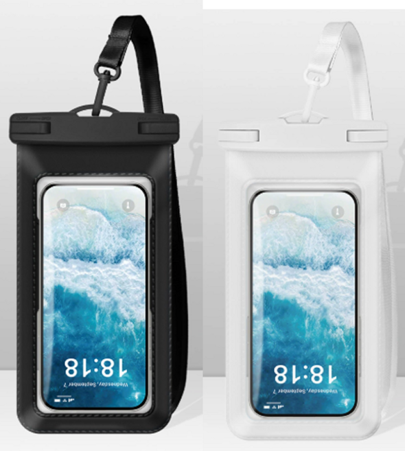 뉴에어 IPX8등급 스마트폰 방수케이스 방수팩, 1개, 화이트+블랙