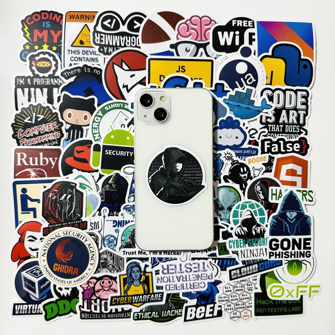 데일리펀 노트북 여행용 캐리어 아이패드 꾸미기 방수 스티커, 100매, 프로그램 해커스티커