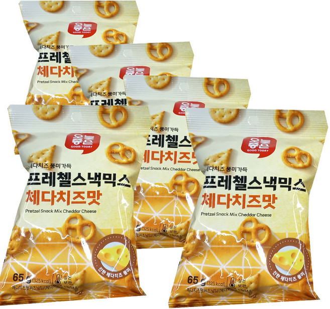 오늘좋은 프레첼스낵믹스 체다치즈맛, 5개, 65g