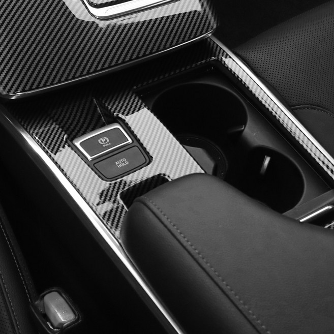 카스타 호환 더뉴 그랜저 IG 튜닝 기어패널 커버 컵홀더 커버 화이트 블랙 카본 몰딩, 1개, 블랙 카본-컵홀더 커버 1P [택시 용]