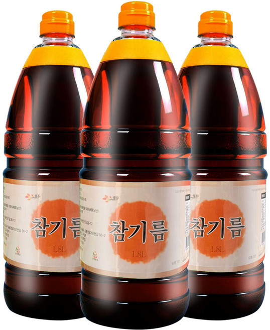 전통 압착 방식으로 착유하여 진한맛이 일품인 업소용 풍무 참기름, 1개, 1.8L