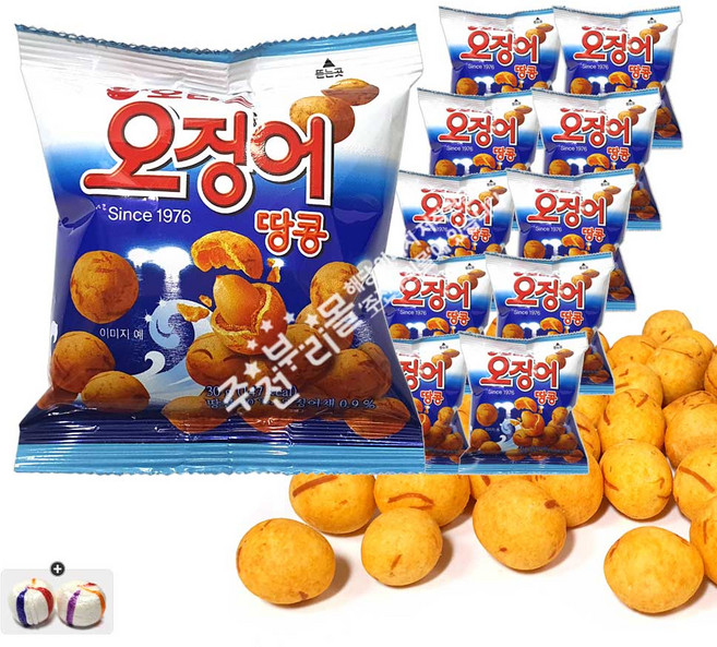 오리온 오징어땅콩(30g) x 11봉+자색옥춘사탕 20g 세트 번들 11호, 30g, 1개