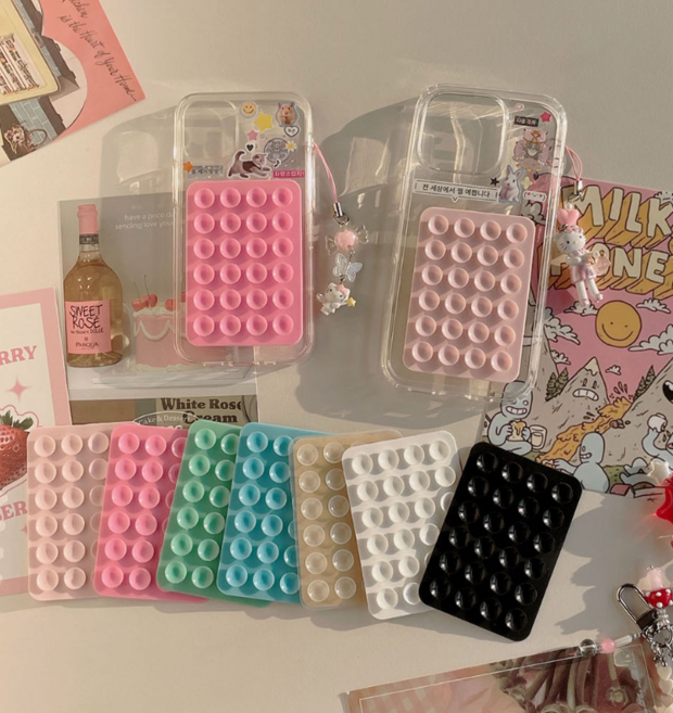 미끄럼 방지 핸드폰 실리콘 흡착 패드 문어 빨판 (7color), 1개, 핑크