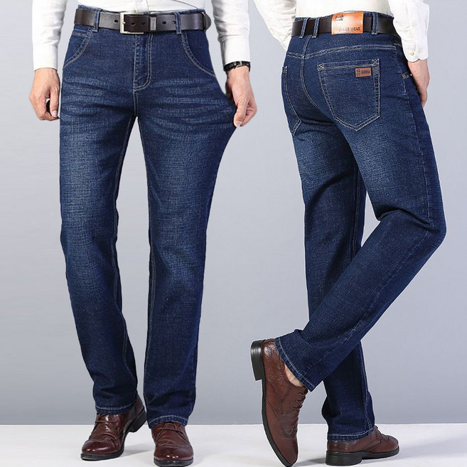 NUNUHANA 남성 스트레이트핏 스판 청바지 사계절 캐주얼