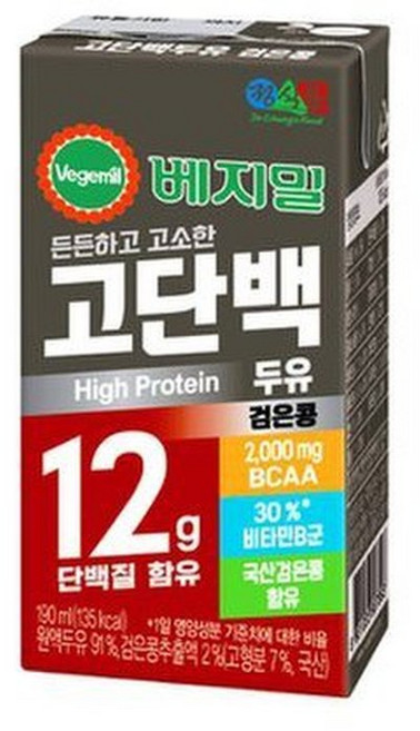베지밀 고단백두유 검은콩 190mlx48팩, 190ml, 48개