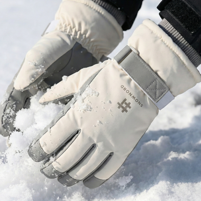 스노우노드 스키장갑 보드 커플 방수 방한 장갑, 아이보리, 1개