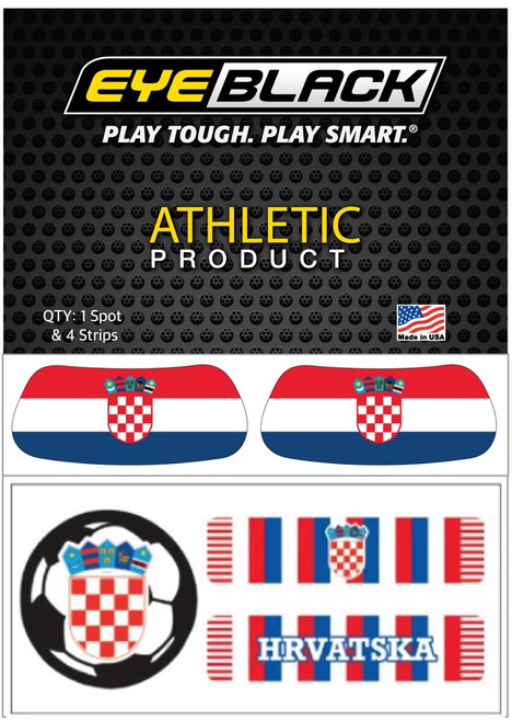 EYEBLACK 국가대표 국기 아이블랙 1쌍 + 축구 스트립 세트 (총 5 pcs) 월드컵 응원템 각종 스포츠 축구 야구 MADE IN USA, 1세트, 크로아티아 CROATIA