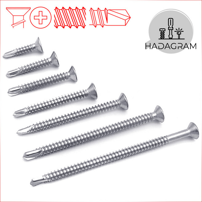 스텐 피스 접시 머리 양날 고정 체결 철판 나사 칼블럭 목재 와셔 방수 직결 앙카 판넬 방부목 방범창 육각 데크 드릴 스크류 못 기리 윙 캡 커버 렉산 델타 논프라 와샤 다보 나무, 스텐피스 접시머리 양날, 4.2mm x 25mm - (25개), 1개