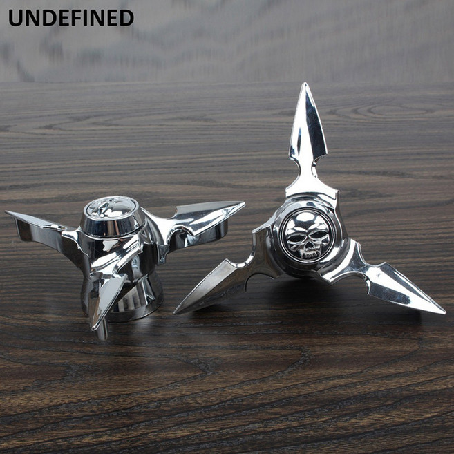 2X 오토바이 프론트 액슬 너트 커버 CNC 블랙 크롬 HARLEY SPORTSTER XL XG 투어링 DYNA FAT BOB WIDE SOFTAIL VRSC, Chrome Skull