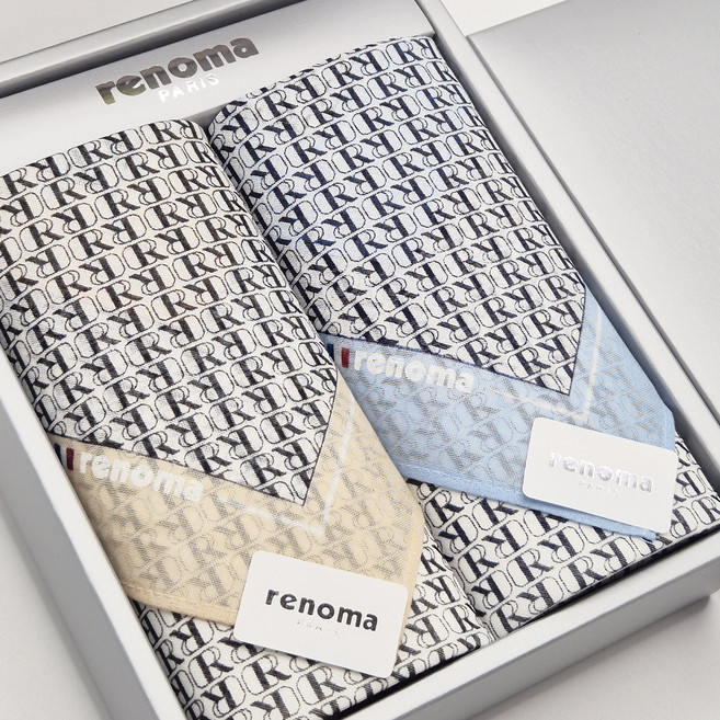 [백화점정품] 레노마 손수건 남자 패턴 순면 100% 선물포장