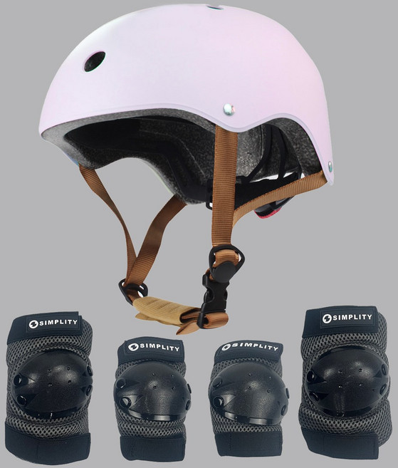 심플리티 유아 헬멧 보호대 세트 킥보드 자전거, 페일 핑크+보호대, 1개