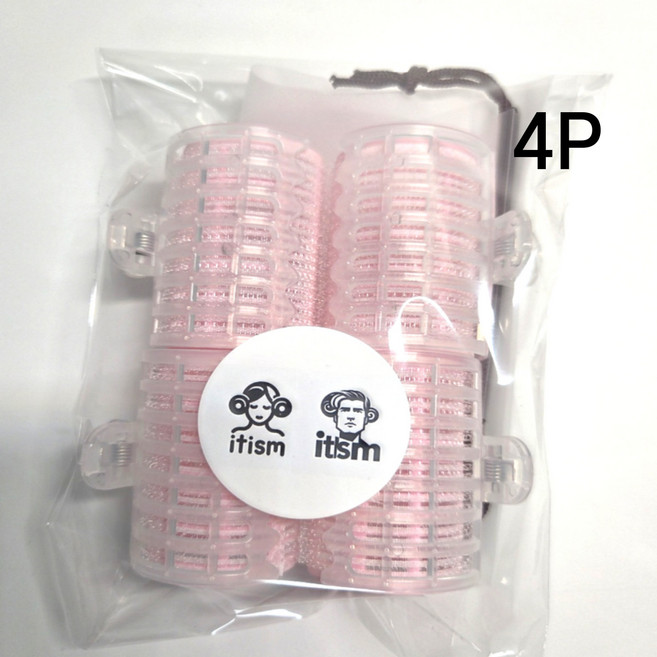 잇즘 집게 구르프 헤어롤 대형 40mm 세트, 4개, 핑크