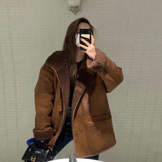 t&bm 여성 무스탕자켓 + 머플러 세트