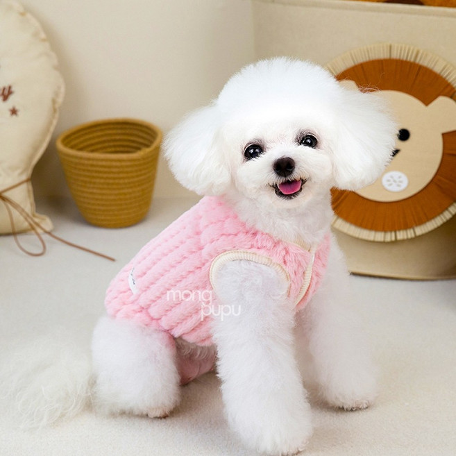 몽푸푸 따끈따끈 털조끼 반려견 애견 겨울옷 봄옷 강아지옷 개옷 펫 베스트 조끼, 1개, 노랑