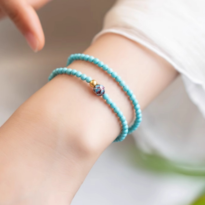 터키석팔찌 12월 탄생석 염주 원석 여성 여자 커플 행운 팔찌 소원성취 재물운