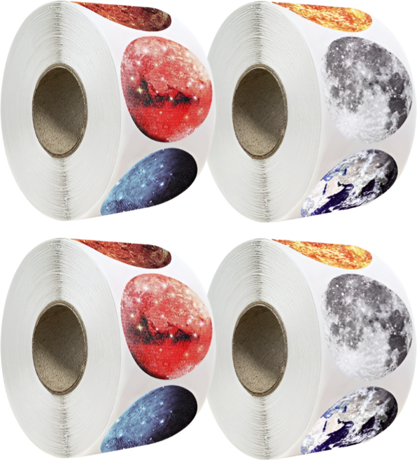 1000매 2롤 10종 우주 행성 지구 스티커, 2세트, 혼합(S61545) 1000매2롤