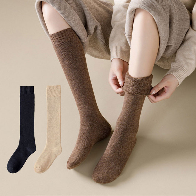 Banjiwu 여성 양말 순색 겨울 니삭스 슬림 효과 장목 양말 압박 중장기장 반목 양말 장목 양말 운동 다리 워머 필라테스 2족 세트