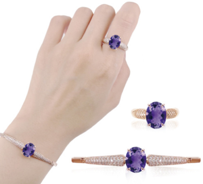 [혜성 주얼리] 루이즈 딥퍼플 자수정 반지 팔찌 2종